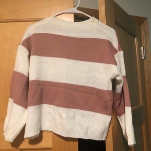 Pink and white stripped slightly cropped sweater